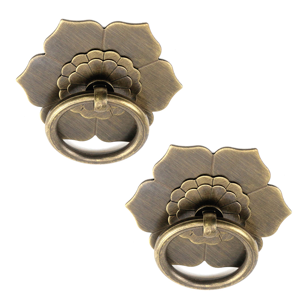 Hanger Ring Floral Brass Cabin - Furniture Hardware Drop Pulls review and price